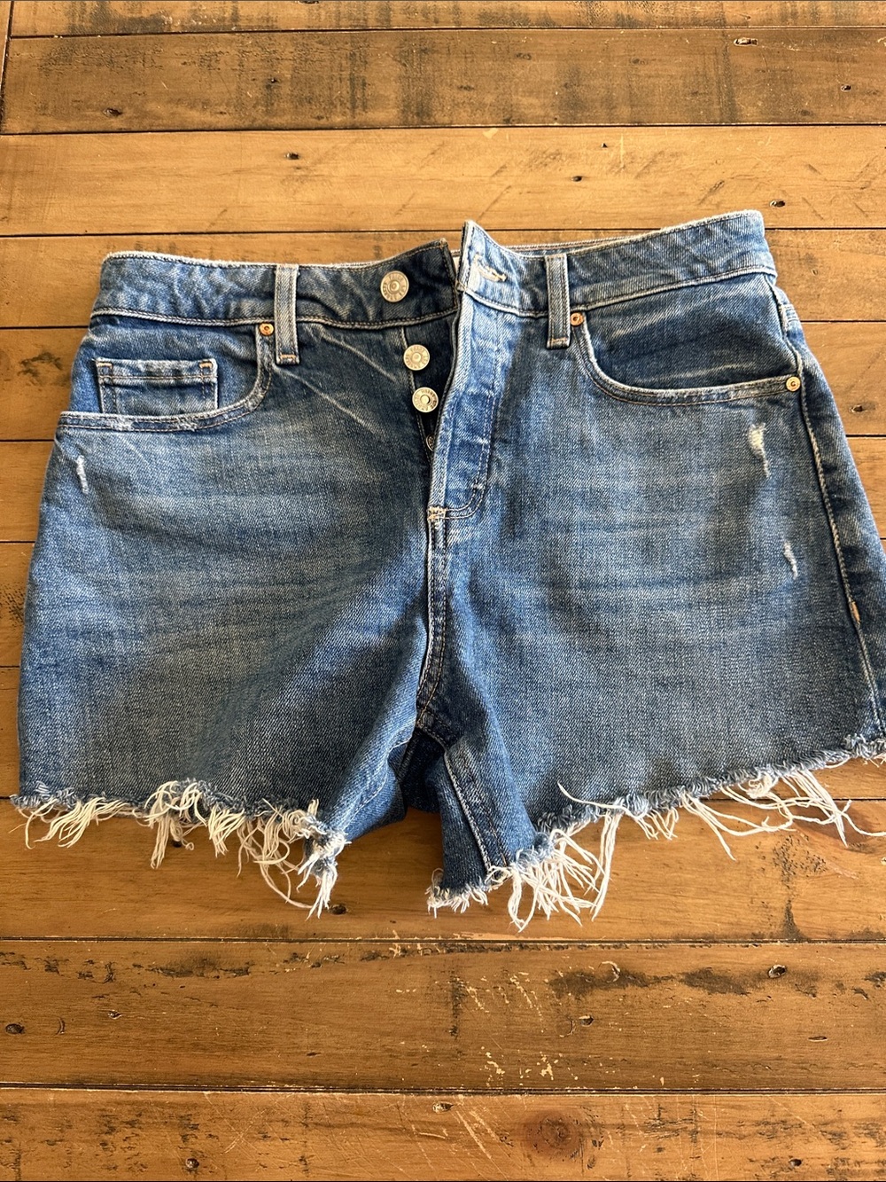 Paige Noella Distressed Denim Shorts - Blue size 25